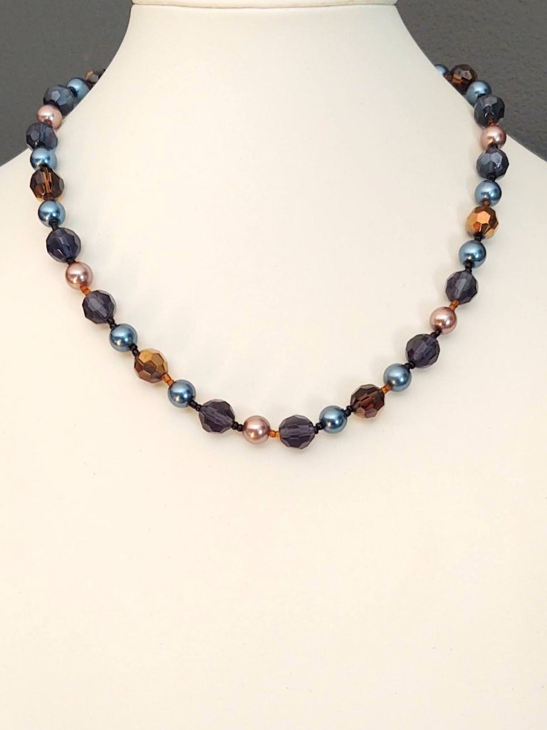 Esmor Glass, Faux Pearls & Seed Bead Necklace